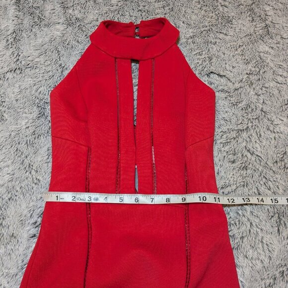 NEW Nicholas Dress Revolve Red Maxi Halter Dress Gown Plunge Neck Size 0 - Picture 8 of 11